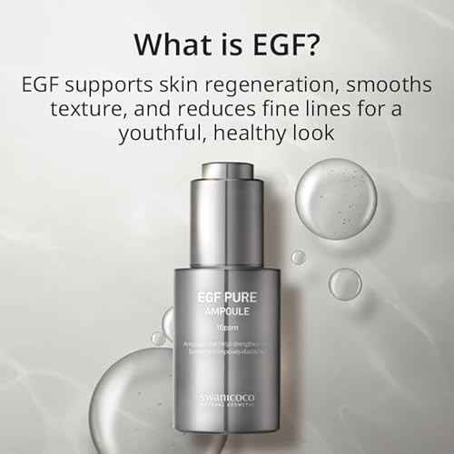 Swanicoco Pregnancy Safe EGF Pure 10 PPM Ampoule, Improve Skin Elasticity, Strengthen Skin Barrier, Lightweight Anti Aging Firming Wrinkle Serum Korean Skincare Postpartum Care 30ml 1 Fl Oz