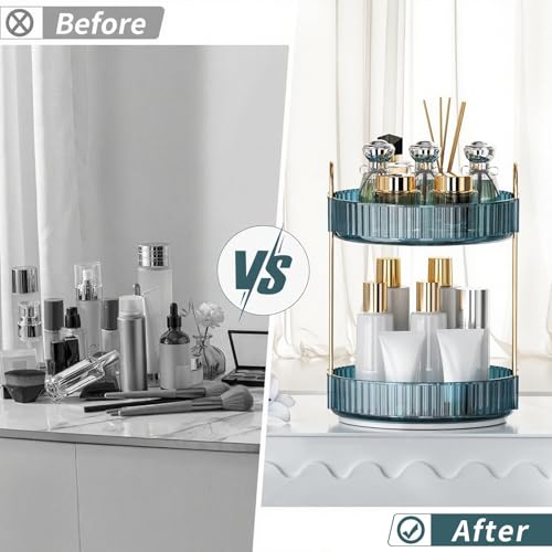 360° Rotating Makeup Organizer - Large Capacity Vanity Storage Rack