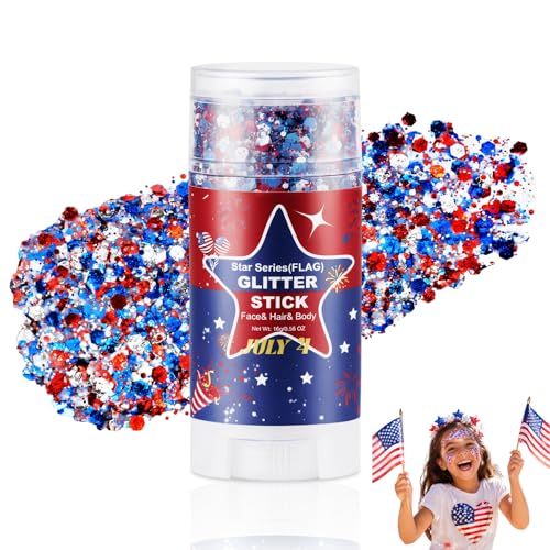 Patriotic Red White Blue Glitter Stick - Face Body Hair