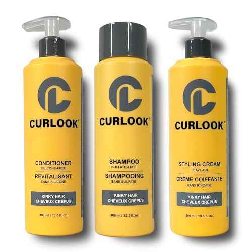 Kinky-Coily Hair Package | Shampoo, Conditioner & Leave-In Styling Cream Set | Sulfate-Free, Silicone-Free | 400ml (13.5 oz) Each Bottle | Made in Canada Curly Hair Products | Pack of 3