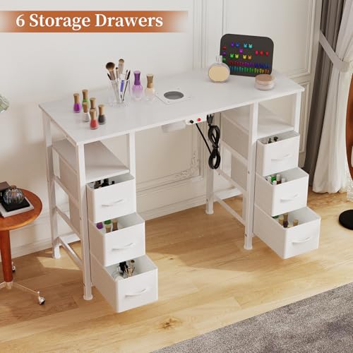 Manicure Table with Electric Dust Collector & 6 Drawers
