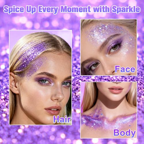 Purple Glitter Stick - Waterproof Holographic Body & Hair Shimmer