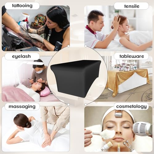 Black Stretch Lash Bed Cover with Leg Cutout - 6FT Spa Massage Table Sheet