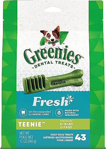 Greenies Fresh Dental Treats for Dogs Teenies - 43 Pack - (Dogs 5-15 lbs) - Pack of 2