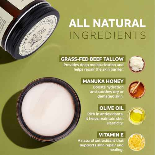 Beef Tallow for Skin, Beef Tallow and Honey Balm, All-Natural Face Body Moisturizer Nourishes and Hydrates the Skin, Grass Fed Whipped Balm Infused with Raw Wild Honey 2oz