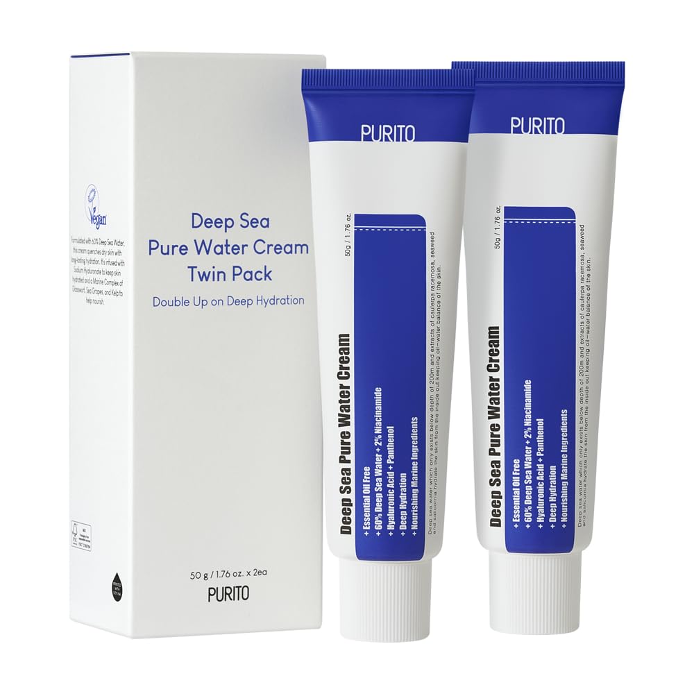 PURITO [ESSENTIAL OIL-FREE DEEP SEA PURE WATER TWIN PACK, PACK OF 2, moisture cream for face, facial watery cream, Vegan