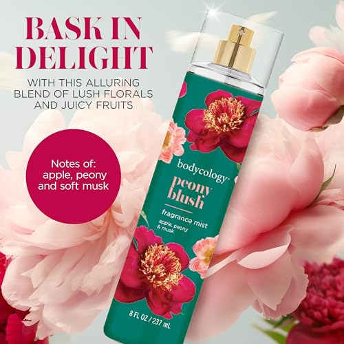 Bodycology Peony Blush Fragrance Body Mist 8oz - Long Lasting Floral & Fruity Scent
