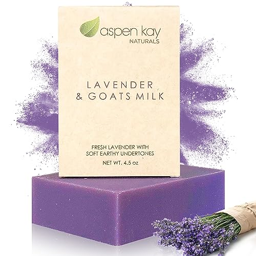 Aspen Kay Naturals bar soap for women and men, Natural and Organic oils, Pure Essential oils, Good for all skin types. - Lavender and Goats Milk (1 Pack)