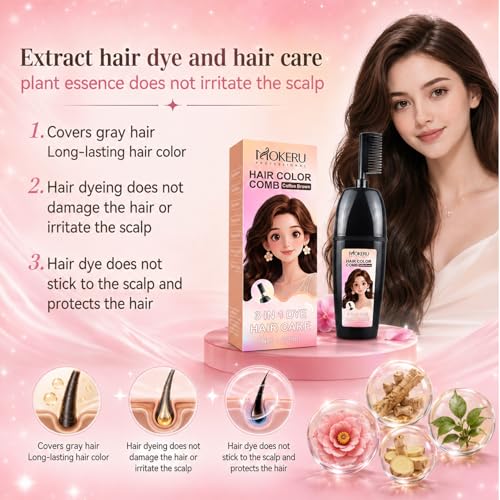 3-in-1 Herbal Hair Coloring Comb - Ammonia-Free Gray Coverage