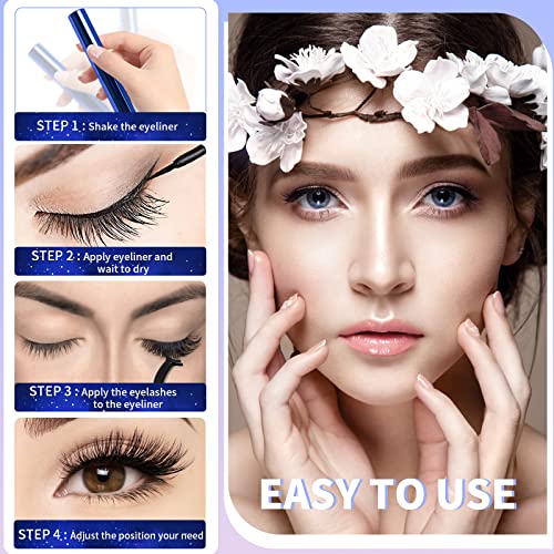 Magnetic Eyelashes Kit with Eyeliner & Tweezers - 7 Pairs