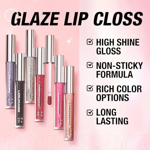 LANGMANNI 10-Color Diamond Glitter Lip Gloss Set