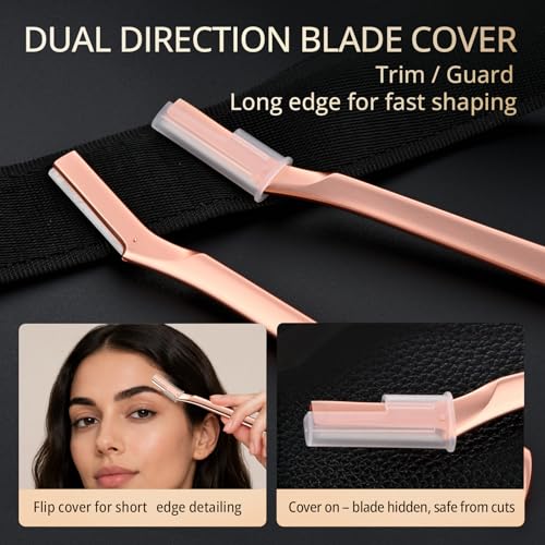 Mistfree Rose Gold Dermaplane Razor for Women with 12 Blades - Facial Hair & Peach Fuzz Removal