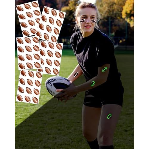 240 Pieces Luminous Football Temporary Tattoos Stickers,20 Sheets Glow in The Dark American Football Themed Tattoos Stickers Party Decoration Supplies for Adults