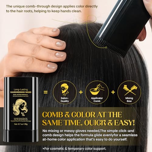 Hair Color Stick - 2-in-1 Gray Coverage & Styling Solution (Black)