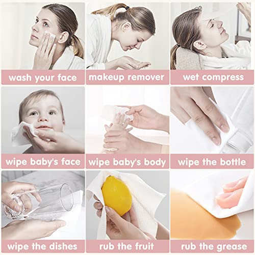 Disposable Face Towel Dry Wipes, 100% Cotton Facial Tissue, Lint Free Facial Cleansing Towels, Super Absorbent Dry and Wet Use for Makeup Removing, Sensitive/Baby Skin (1 Pack-60 Count)