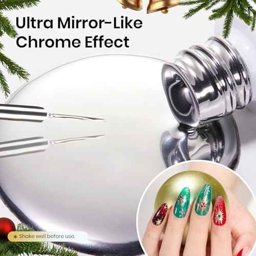Beetles Metallic Gel Liner Nail Art Polish Set Christmas Gold Silver 2pcs Gel Nail Polish Liner Chrome 3D High-Gloss Effect for Nails Paint Design with Thin Brush DIY French Manicure Gift for Women