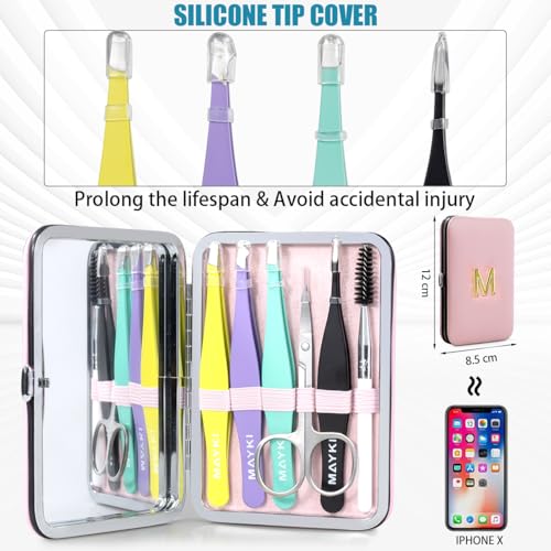 Initial M Tweezers with Mirror – Personalized Eyebrow Tool