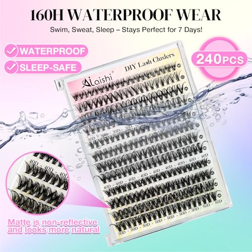 Lash Clusters Kit, DIY Eyelash Extensions 9-16mm, 280pcs D Curl Fluffy