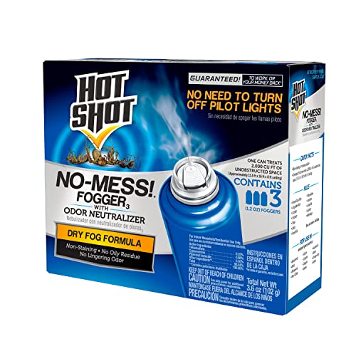 Hot Shot No Mess! Fogger With Odor Neutralizer, Kills Carpenter Ants, Spiders & Fleas, 3 Count, 1.2 Ounce