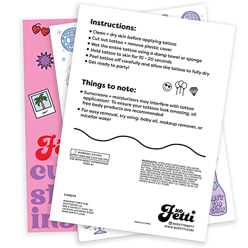 xo, Fetti Disco Birthday Temporary Tattoos - 48 Iridescent Foil