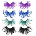 DSLONG Halloween Eyelashes Green Feather Eyelashes Dramatic Extra Long Big Halloween Colored Lashes Cosplay Feather Lashes Show Dance Makeup Tools Reusable (A-SET)
