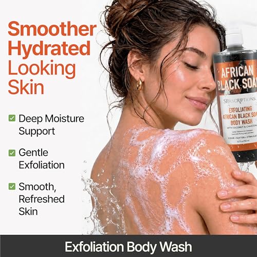SpaScriptions African Black Soap Exfoliating Body Wash - 32 oz