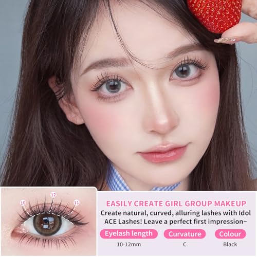 ELYZZA Idol Lash Extension Kit 10-12mm C+ Curl Eyelash Clusters With Thin Band Cluster Lashes Extensions With Bottom Lashes Lash Bond For DIY Individual Lashes at Home