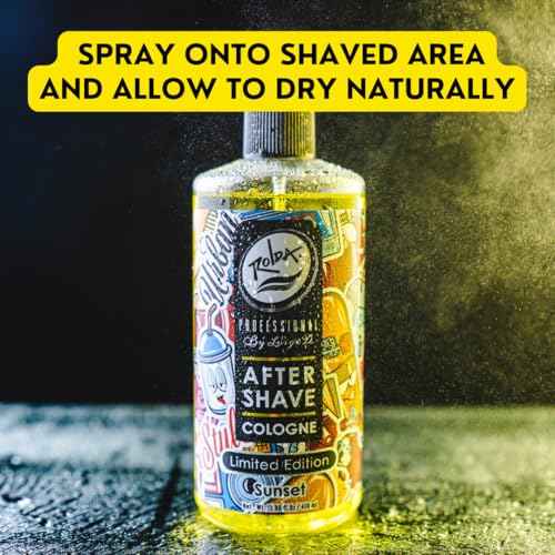 Rolda Sunset After Shave Tonic Cologne For Men - Post Shave Tonic Spray, Calms Irritation, Helps Heal & Clean Shaved Areas, Masculine Citrusy Fragrance (14.54oz | 430ml)