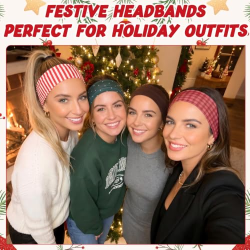 Non-Slip Christmas Headbands for Women - 16 Pack Holiday Hair Accessories