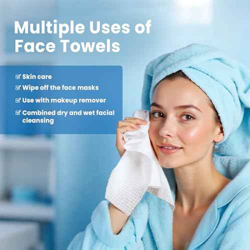 Borje Face Towels XL, Disposable Face Towel 10" x 12", 100 Count (2 Packs of 50), 100% USDA Biobased Facial Towelettes, Ultra Soft & Thick Makeup Remover Wipes for Women Cleansing