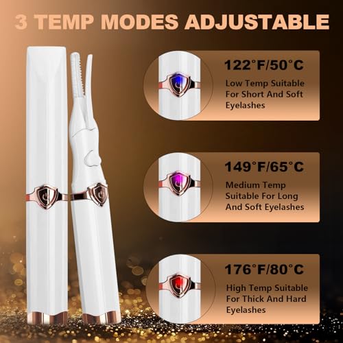 Acavado Heated Eyelash Curler - 2-in-1 USB Rechargeable, 3 Temp Modes