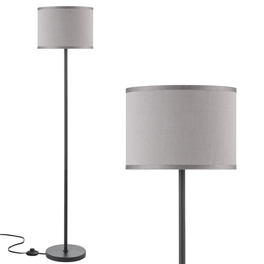 Ambimall Floor Lamp for Living Room, Modern Floor Lamp with Shade, Tall Lamps for Living Room, Bedroom, Office, Dining Room, Stick Floor Lamp with Grey Lampshade(Without Bulb)