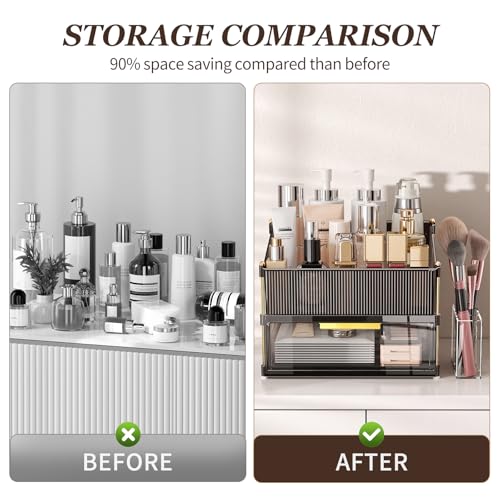 INVSSENE Stackable Makeup Organizer with Drawer