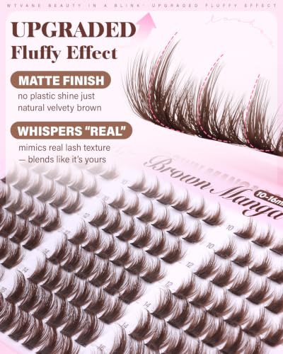 Brown Manga Lash Clusters - 144Pcs DIY Eyelash Extensions 10-16mm