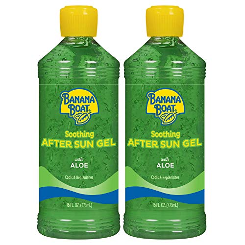 Banana Boat Soothing After Sun Gel with Aloe Twin Pack 16oz each & Hawaiian Tropic Lime Coolada After Sun Lotion Twin Pack 16oz each