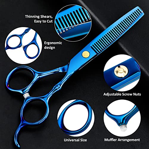 6.89 inch Hair Cutting Scissors Set With Thinning Knife - Blue