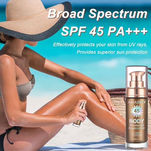 Shimmer Body Oil SPF 45 Sunscreen – Waterproof Luminizer