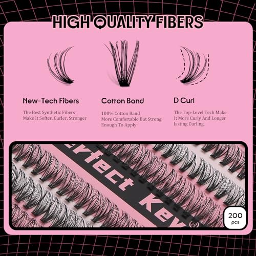 30D 40D Individual Lash Clusters D Curl Cluster Eyelashes Extensions 200 Clusters Wispy Cluster Lash Extensions 10mm 12mm 14mm 16mm 18mm (30D+40D-200 Black)