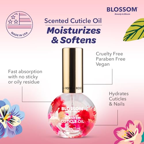 Blossom Rose Cuticle Oil with Real Flowers, 0.5 fl oz