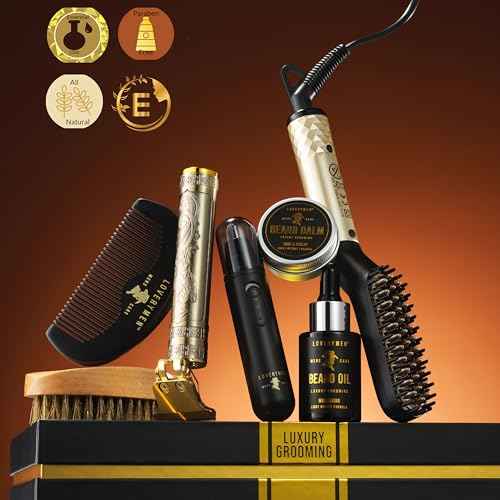 Christmas Gifts for Men Who Have Everything Mens Gifts Grooming Beard Kit, Beard Trimmer, Nose Hair Trimmer, Hair Straightener Brush, Oil, Balm & More, 15pc Beard Kit for Men Care Dad Birthday Gift.