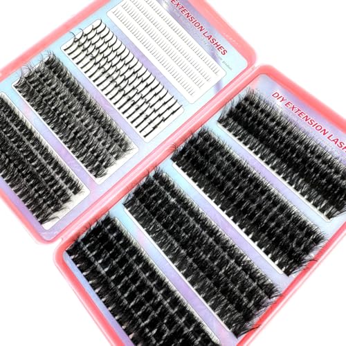 HBZGTLAD Spikes Lashes & Bottom Lashes Mix Clusters Extension Individual Lashes Cluster DIY Manga Volume Eyelash Clusters Fairy Eyelashes (32rows-jiemaoding-D Curl)