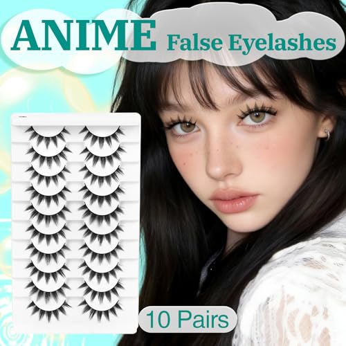 Fyonas Manga False Eyelashes 9-12mm C Curl Anime Doll Eyes (10 Pairs)