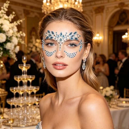 Blue Mermaid Face Gems Rhinestone Stickers (2 Sets)