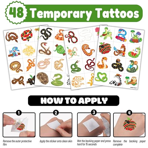Snake Party Favors Pack - 24 Punch Balloons & 48 Tattoos