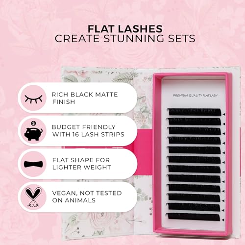 LLBA Eclipse Flat Eyelashes Extension - Mixed 8-15mm Flat Eyelash Extension Supplies Light Lashes | Individual Eyelashes Salon Use | Black Mink False Lashes