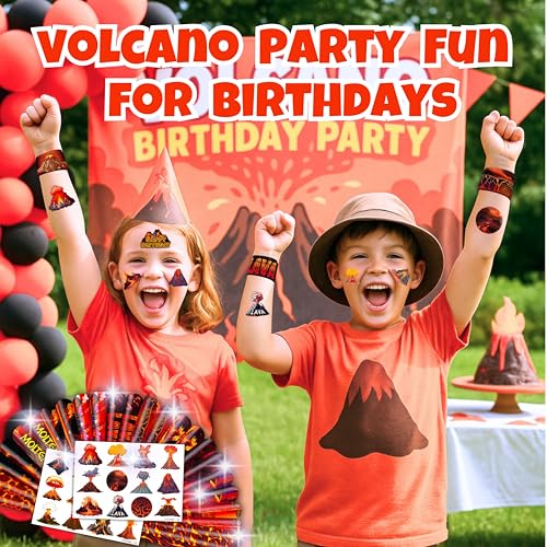 Volcano Party Favors Set - 48PCS Slap Bracelets & Tattoos