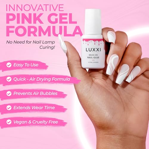 LUXXI Quick Dry Nail Glue for Press-On Nails, Strong Adhesive 7ml