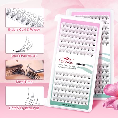 FADVAN 120pcs 10D Premade Lash Fans - Korean Silk Volume Extensions