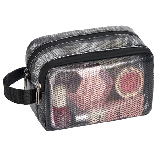 Vorspack Small Travel Toiletry Bag - Translucent Toiletry Bag for Women Hanging Toiletries Bag for Men Water Resistant Travel Bag for Toiletries Accessories - Black