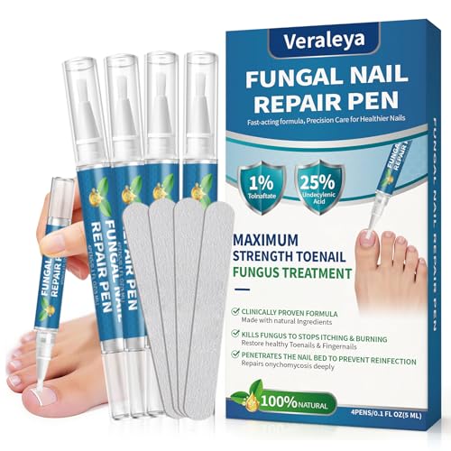 Maximum Strength Toenail Fungus Treatment Pen - 25% Undecylenic Acid, 4 Pens with Nail Files
